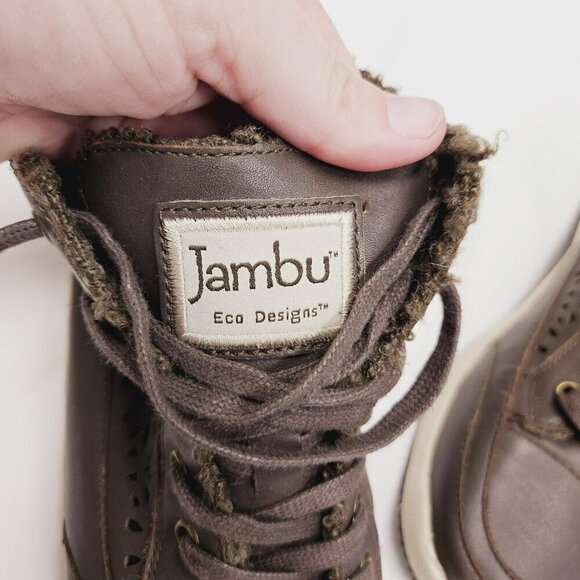 Jambu Eco Designs Lotus Mid Top Lace Up Biodegradable Brown Womens Faux Fur 6.5 - Picture 9 of 12